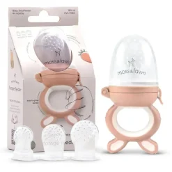 Moss &amp; Fawn - Alimentador de forragem, brinquedo de dentição de comida para bebê congelada de silicone calmante, Bloom