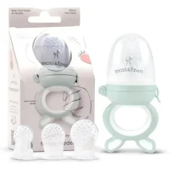 Moss &amp; Fawn - Alimentador de forragem, brinquedo de dentição de comida para bebê congelada de silicone calmante, samambaia