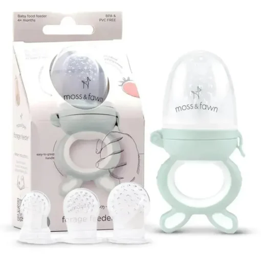 Moss &amp; Fawn - Alimentador de forragem, brinquedo de dentição de comida para bebê congelada de silicone calmante, samambaia