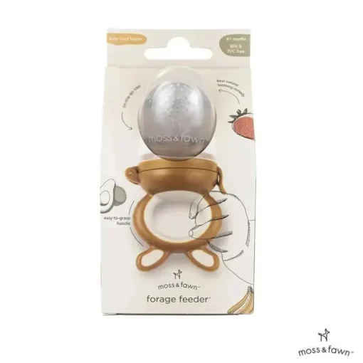 Moss &amp; Fawn - Alimentador de forragem, brinquedo de dentição de comida para bebê congelada de silicone calmante, folhagem