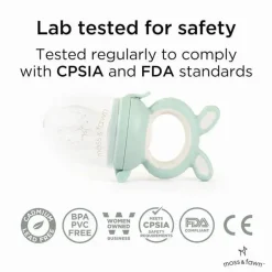 Moss &amp; Fawn - Alimentador de forragem, brinquedo de dentição de comida para bebê congelada de silicone calmante, samambaia