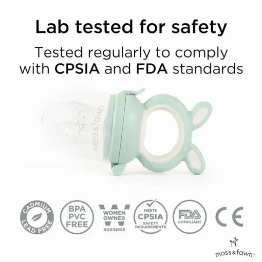 Moss &amp; Fawn - Alimentador de forragem, brinquedo de dentição de comida para bebê congelada de silicone calmante, samambaia