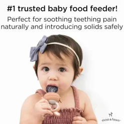 Moss &amp; Fawn - Alimentador de forragem, brinquedo de dentição de comida para bebê congelada de silicone calmante, Bloom