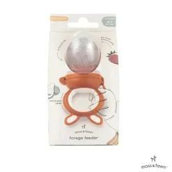Moss &amp; Fawn - Alimentador de forragem, brinquedo de dentição de comida para bebê congelada de silicone calmante, terracota