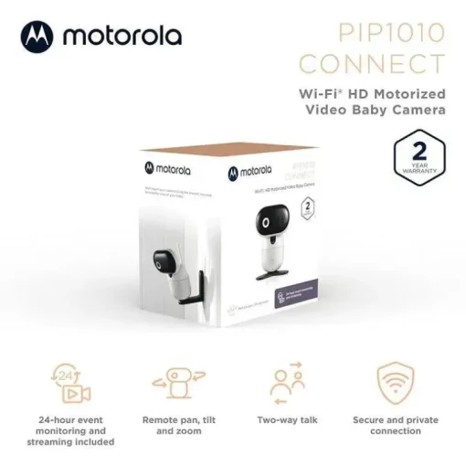 Motorola - Câmera de monitoramento de bebê PIP1010 Câmera de vídeo motorizada WiFi