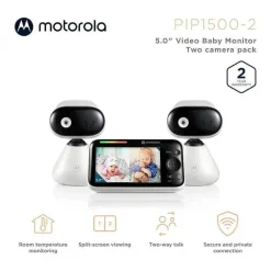 Motorola - Monitor de bebê com vídeo panorâmico/tilt manual 5 Vga - Pacote de 2 câmeras