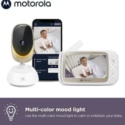Motorola - Monitor de bebê VM85 Indoor WiFi Vídeo com câmera e luz ambiente