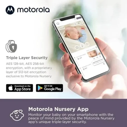 Motorola - Monitor de bebê VM85 Indoor WiFi Vídeo com câmera e luz ambiente