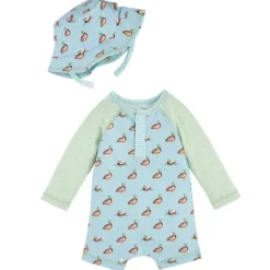 Mud Pie - Baby Boy Duck Rashguard One-Piece & Hat Sets