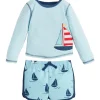 Mud Pie - Baby Boy Sailboat Rash Guard & Swim Trunks Set