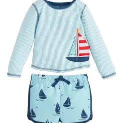 Mud Pie - Baby Boy Sailboat Rash Guard & Swim Trunks Set