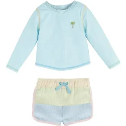 Mud Pie - Baby Boy Seersucker Rash Guard & Swim Trunks Set