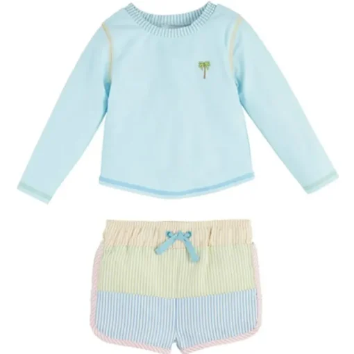 Mud Pie - Baby Boy Seersucker Rash Guard & Swim Trunks Set