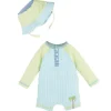 Mud Pie - Baby Boy Seersucker Rashguard One-Piece & Hat Set