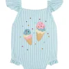 Mud Pie - Baby Girl Blue Seersucker Ice Cream Swimsuit