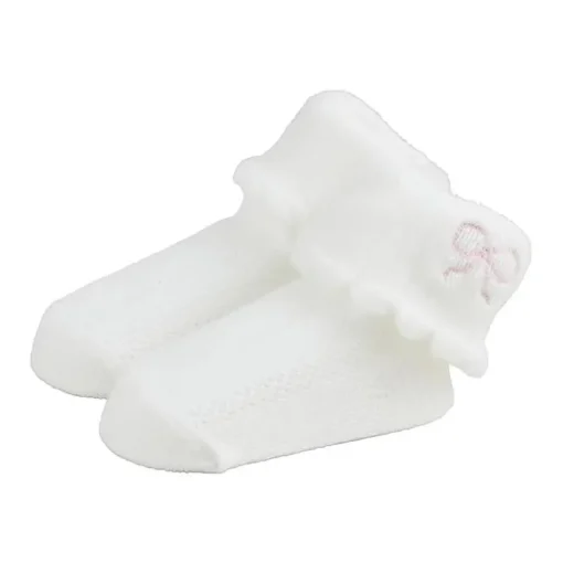 Mud Pie - Baby Girl Bow Foldover Socks 0/12M