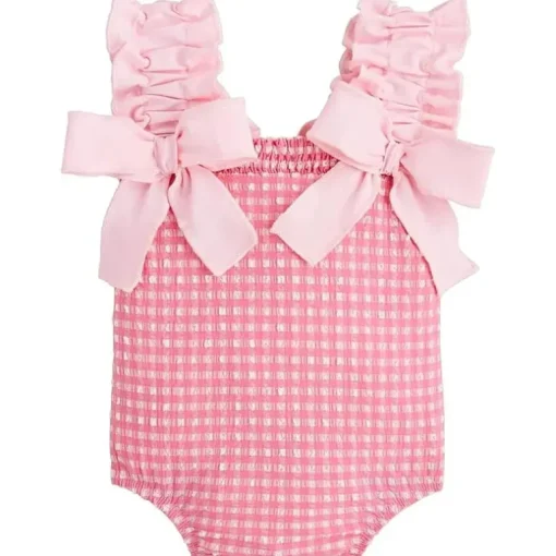 Mud Pie - Baby Girl Children's Pink Crinkle Check