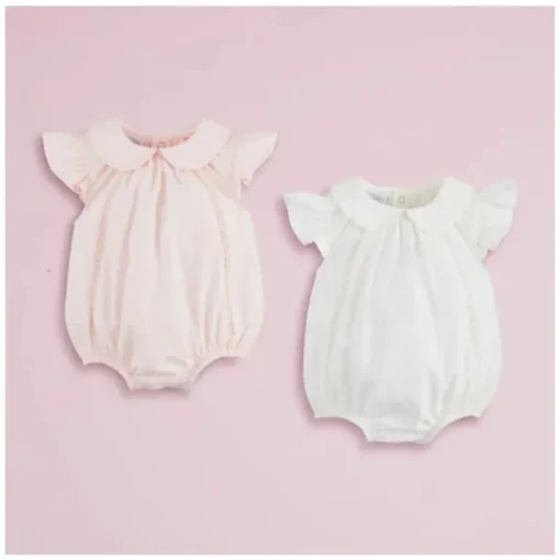 Mud Pie - Baby Girl Pink Collared Poplin Bubble