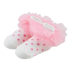 Mud Pie - Baby Girl Pink Dot Tutu Sock 0/12M