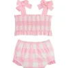 Mud Pie - Baby Girl Smocked Pink Check Two-Piece Swimsuit