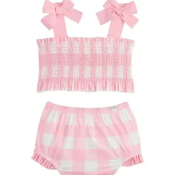Mud Pie - Baby Girl Smocked Pink Check Two-Piece Swimsuit