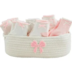 Mud Pie - Baby Pink Baby Socks, Bow Pink