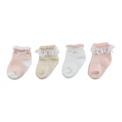 Mud Pie - Baby Pink Pointelle Baby Sock Set, 0/12 Months