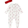 Mud Pie - Candy Cane Sleeper & Headband Set
