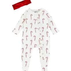 Mud Pie - Candy Cane Sleeper & Headband Set