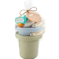 Mud Pie - Conjunto de balde de banho empilhável azul