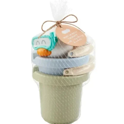 Mud Pie - Conjunto de balde de banho empilhável azul