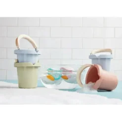 Mud Pie - Conjunto de balde de banho empilhável azul
