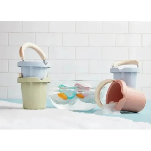Mud Pie - Conjunto de balde de banho empilhável rosa