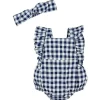 Mud Pie - Conjunto de bolha e tiara de guingão marinho para bebê menina