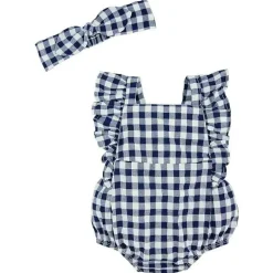 Mud Pie - Conjunto de bolha e tiara de guingão marinho para bebê menina