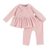 Mud Pie - Conjunto de calça de veludo rosa bebê
