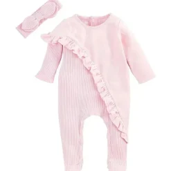 Mud Pie - Conjunto de dormir e faixa de cabeça em veludo rosa