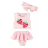 Mud Pie - conjunto de maiô e tiara de morango para bebê menina