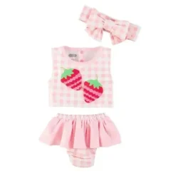 Mud Pie - conjunto de maiô e tiara de morango para bebê menina