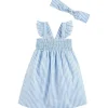 Mud Pie - Conjunto de vestido de verão e faixa para bebê menina