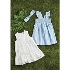 Mud Pie - Conjunto de vestido de verão e faixa para bebê menina