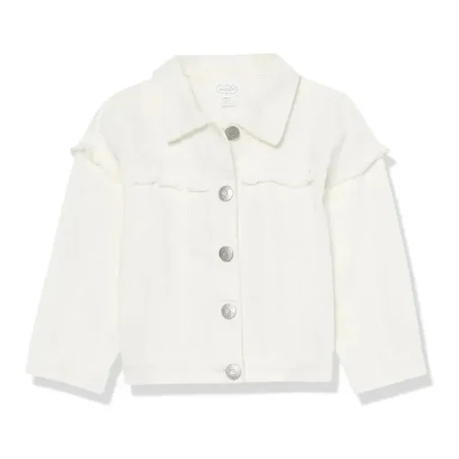 Mud Pie - Jaqueta jeans branca para bebê menina