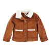 Mud Pie - Jaqueta Sherpa com cordão marrom bebê