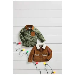 Mud Pie - Jaqueta Sherpa com cordão marrom bebê