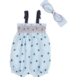 Mud Pie - Macacão de bebê Seersucker estampado