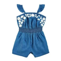 Mud Pie - Macacão jeans bordado infantil