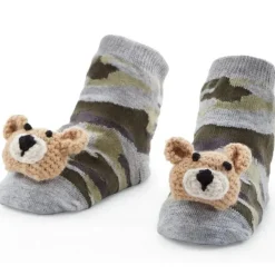 Mud Pie - Meias Camo Bear Rattle Toe, 0/12M