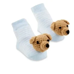 Mud Pie - Meias Rattle Toe Blue Dog 0-12M
