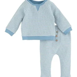 Mud Pie – Roupa unissex com listras azuis bebê, 3 a 6 meses