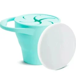 Munchkin - C'est Silicone! Apanhador de lanches dobrável com tampa, hortelã
